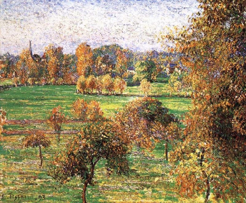 Camille Pissarro Autumn morning, a large walnut Germany oil painting art